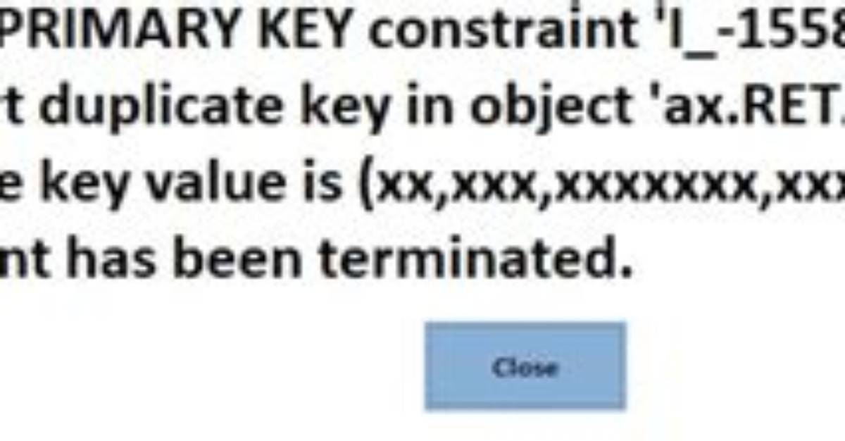 Violation of Primary Key Constraint. Cannot Insert Duplicate Key in Object