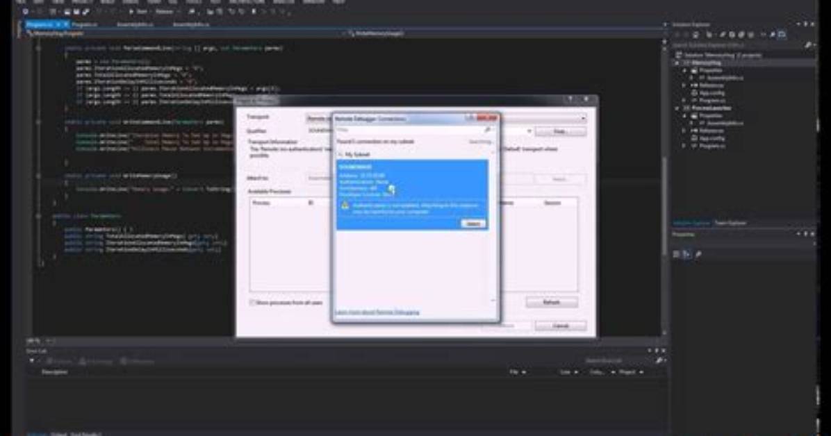 Visual Studio Remote Debugger "Invalid Access to Memory Location" Feature