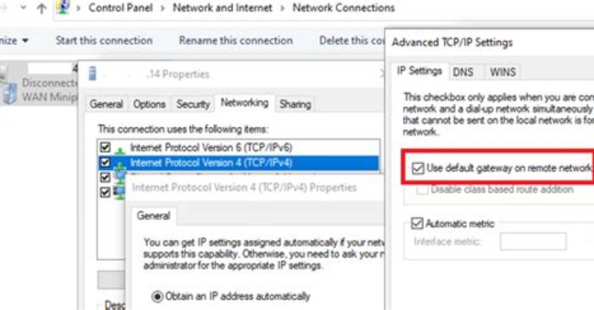 Vpn Connection Not Use Default Gateway