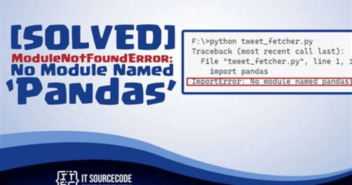 Vs Code: Modulenotfounderror: No Module Named 'Pandas'