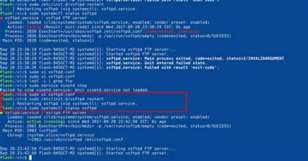 Vsftp Service Failed [Duplicate]