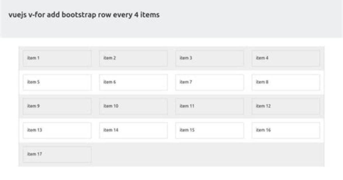 Vuejs v-for Add Bootstrap Row Every 5 Items