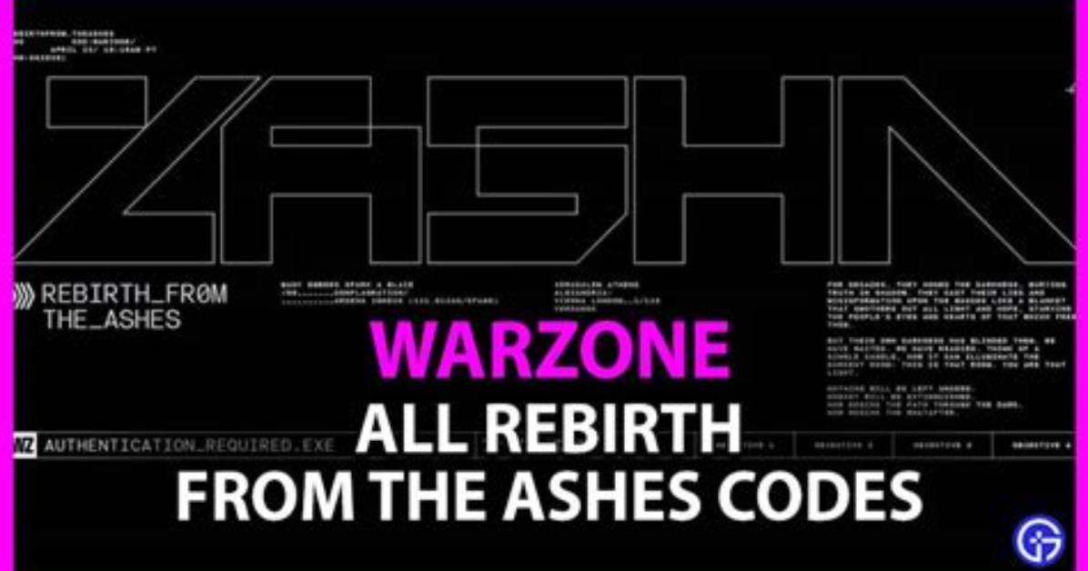 Warzone: All Rebirth from the Ashes Codes