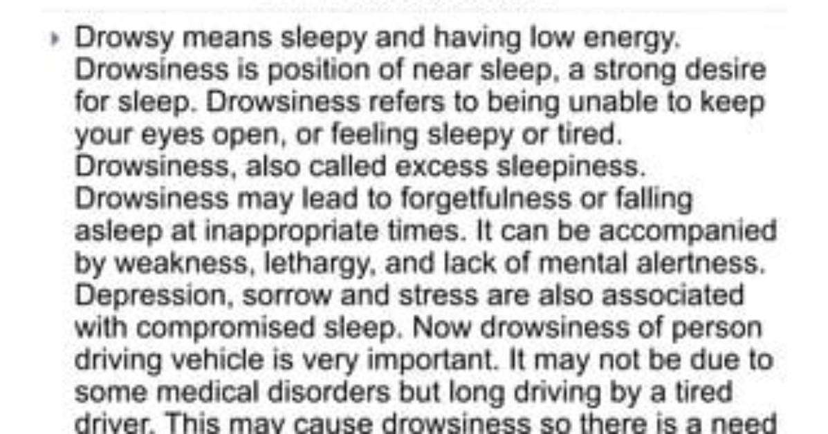 Was Does Drowsiness Mean?