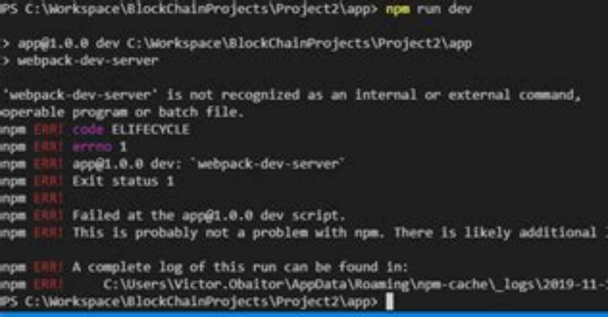 'Webpack-Dev-Server' Is Not Recognized as an Internal or External Command,