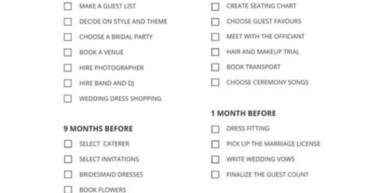 Wedding Checklist