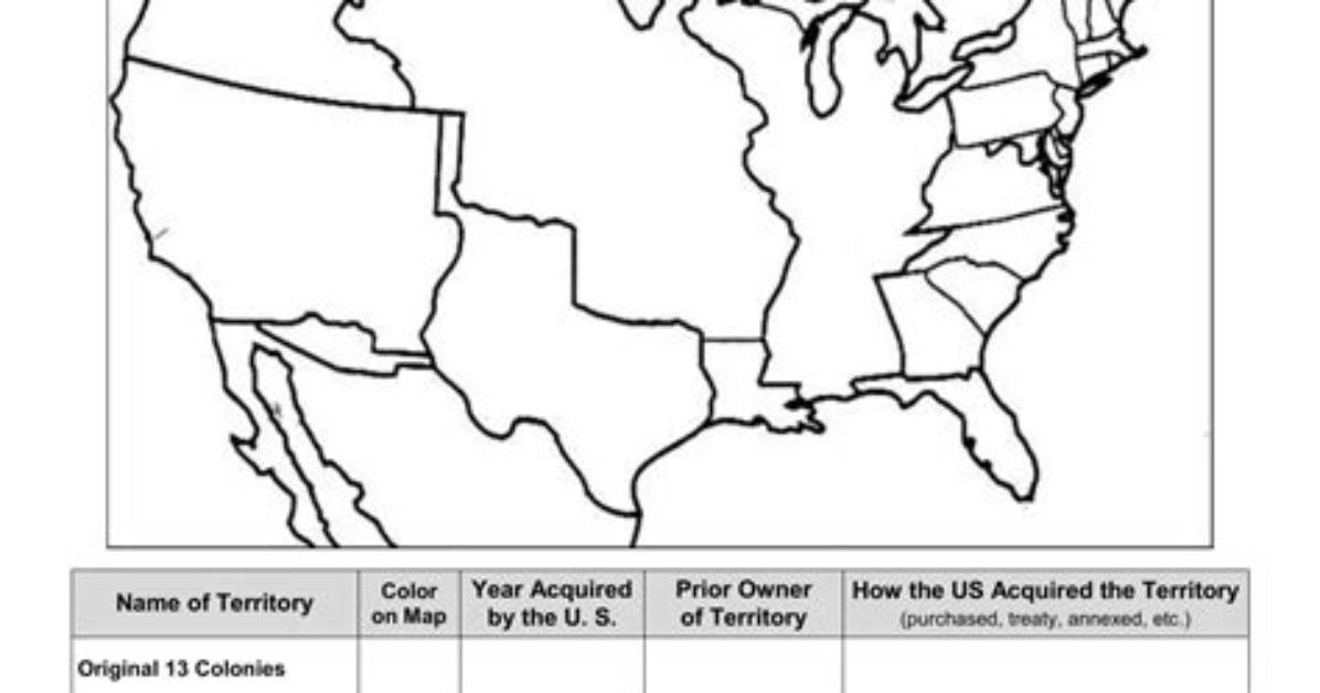 Westward Expansion (Map) — Printable Worksheet