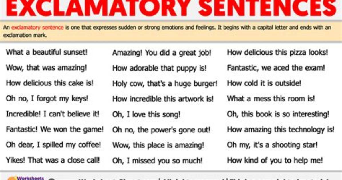 What Are Five Exclamatory Sentences?