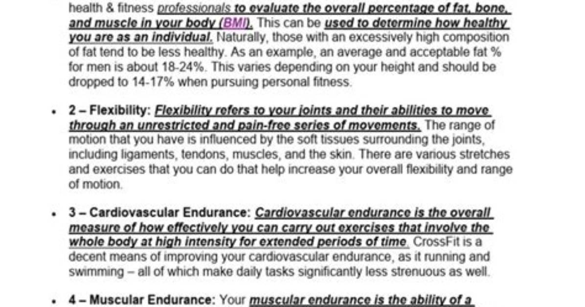 What Are the 12 Components of Physical Fitness and Examples