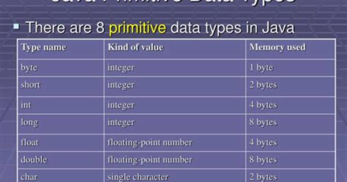 What Are the Eight Java Primitive Types