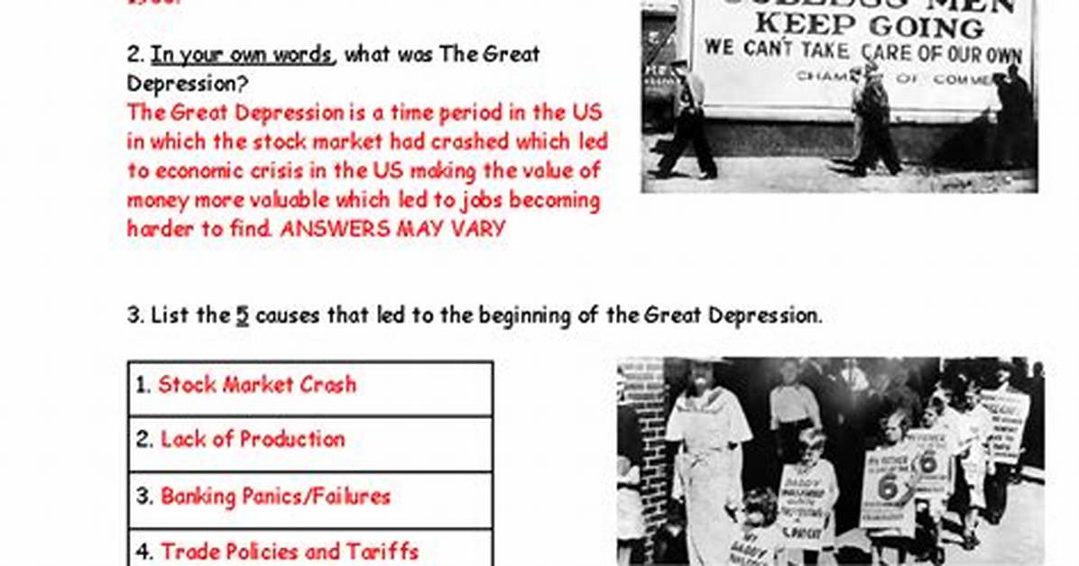 What Caused the Great Depression Answer Key