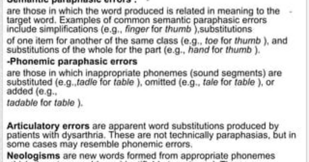 What Causes Paraphasic Errors?
