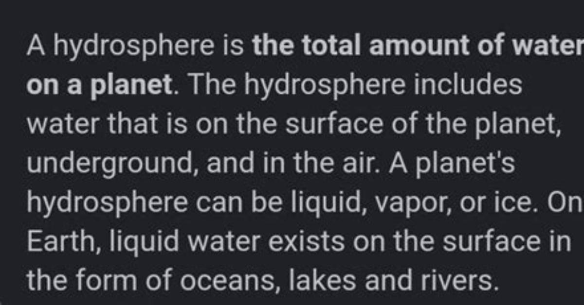 What Do You Mean by Hydrosphere?