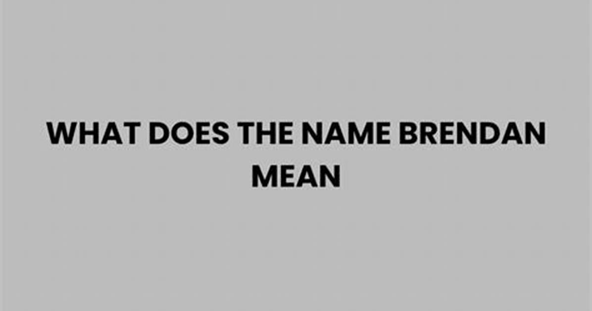 What Does Brendan Mean