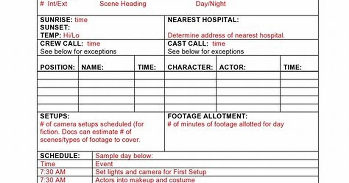 What Does Call Sheet Mean