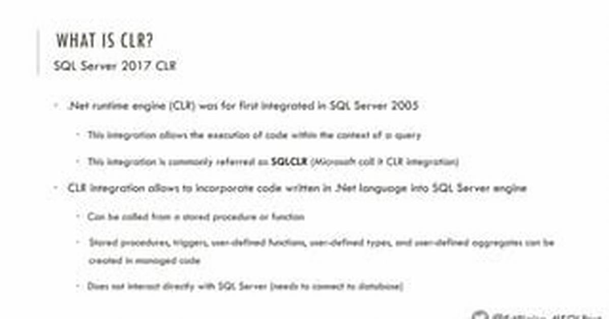 What Does Clr Stand for Sql