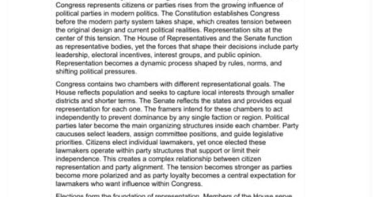 What Does Congress Represent?