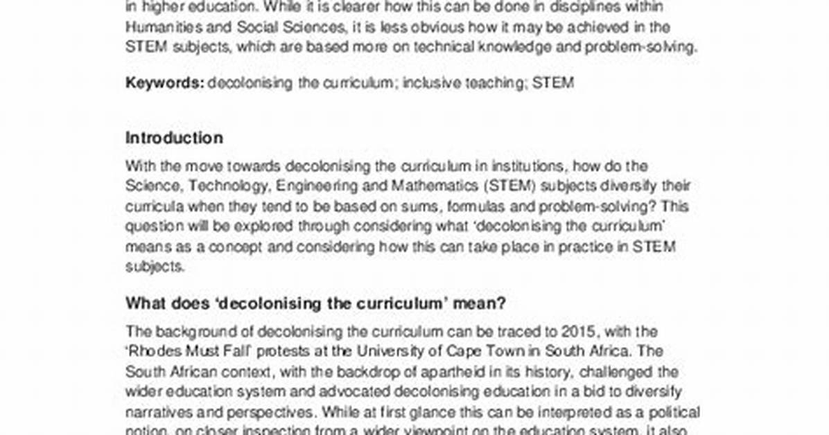 What Does Decolonising the Curriculum Mean?