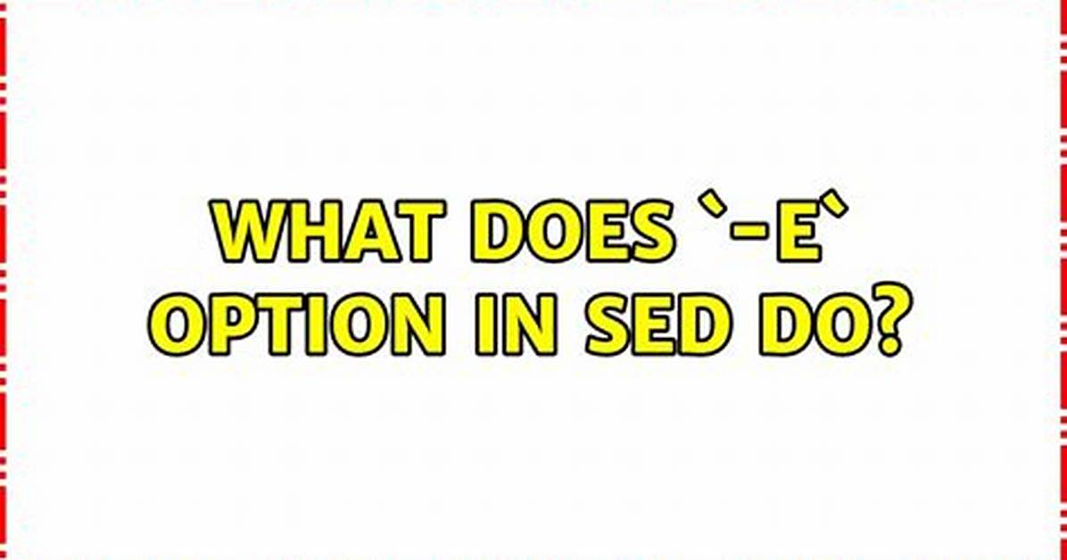 What Does `-E` Option in Sed Do?