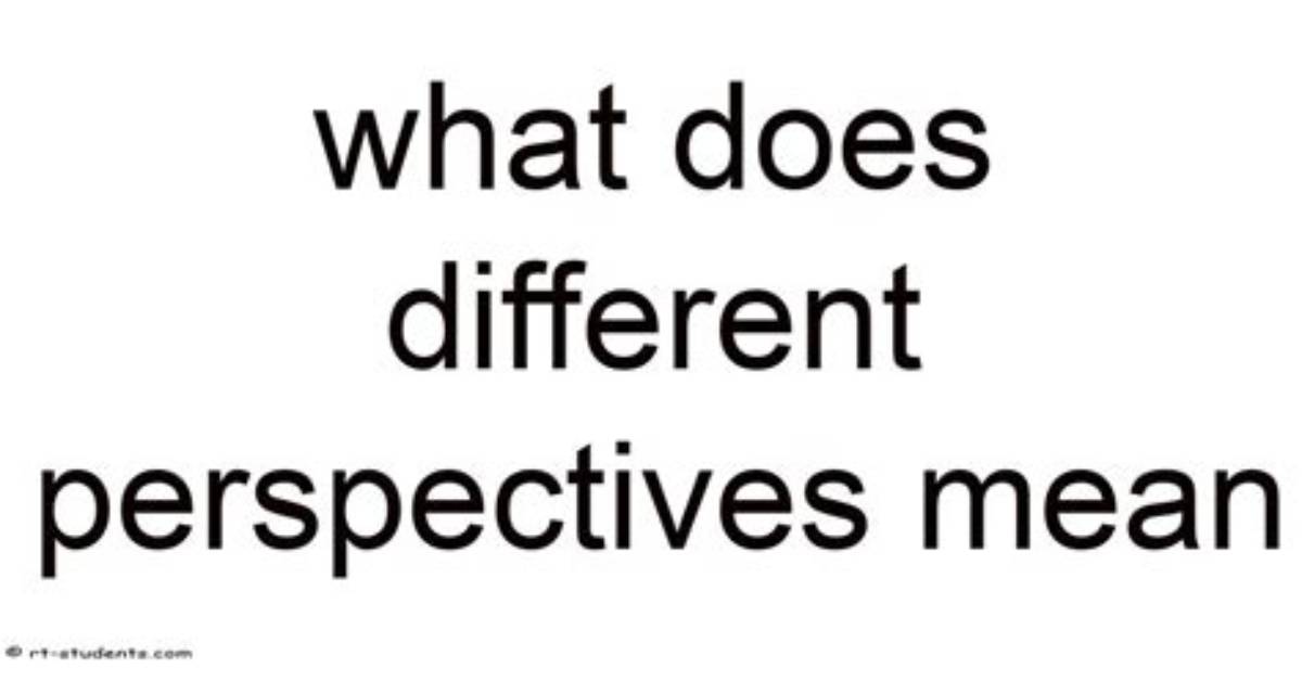 What Does Multiple Perspectives Mean