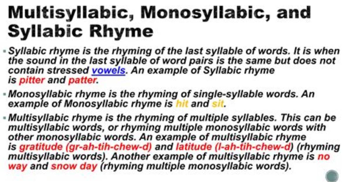 What Does Multisyllabic Rhyme Mean?