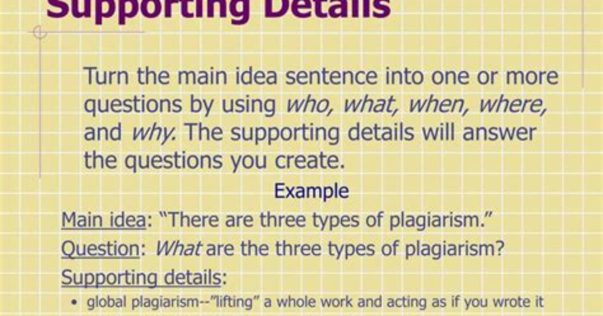 What Does Supporting Details Mean