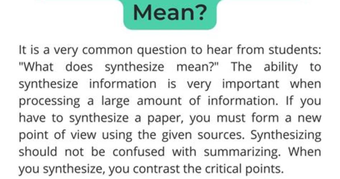 What Does Synthesize Mean