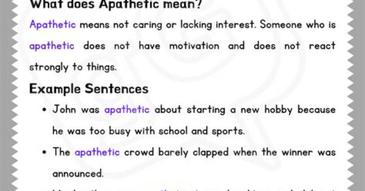 What Does the Word Apathetically?