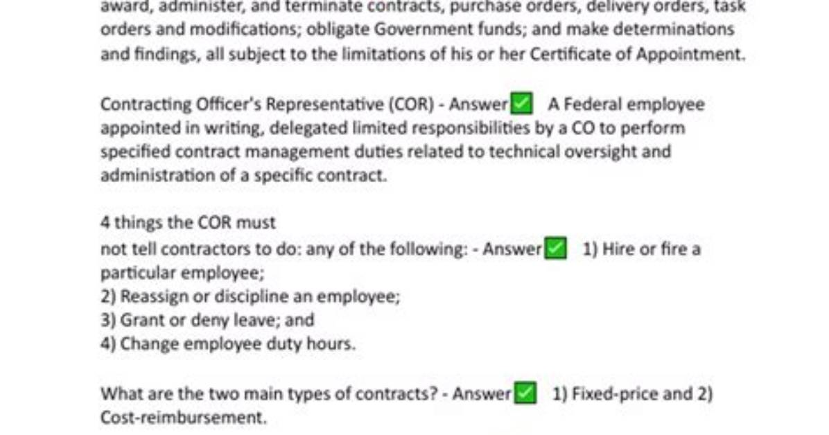 What Is a Cor in Contracting