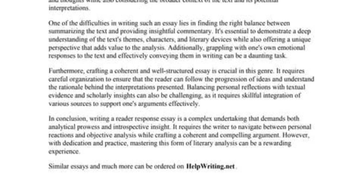 What Is a Reader Response Essay
