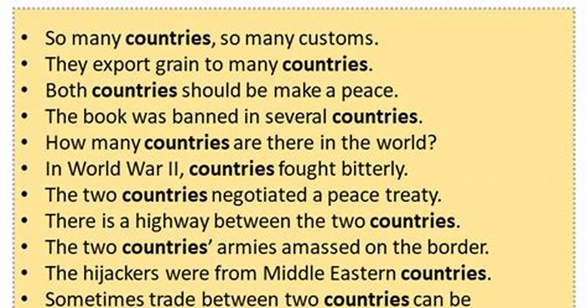 What Is a Sentence for Countries?