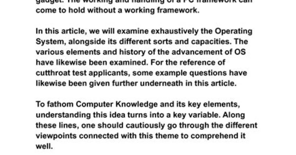 What Is an Operating System Essay?