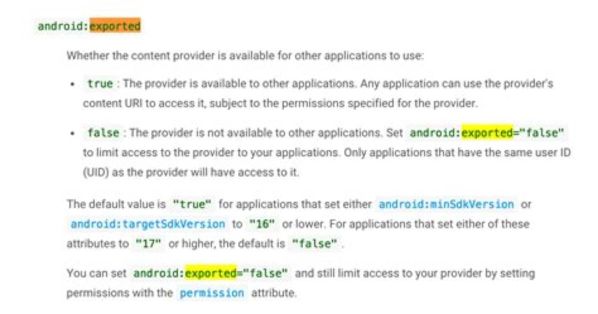 What Is Android Exported True?