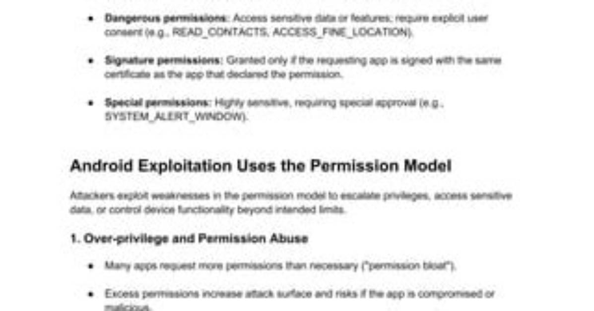 What Is Android Permission Model?