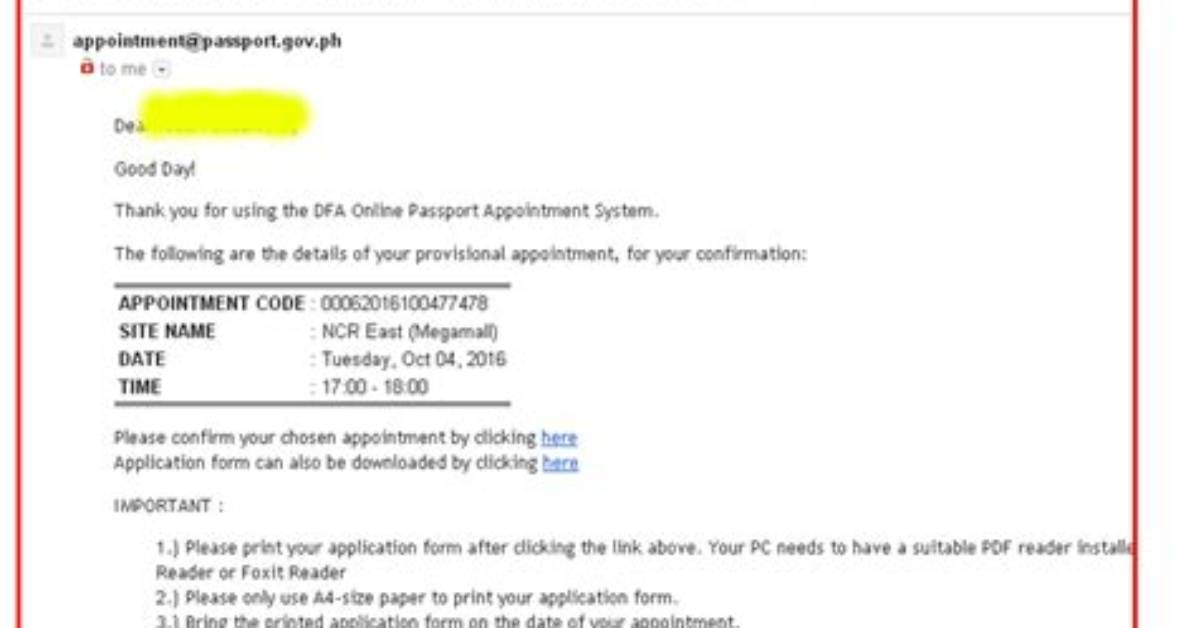 What Is Appointment Code in Dfa?