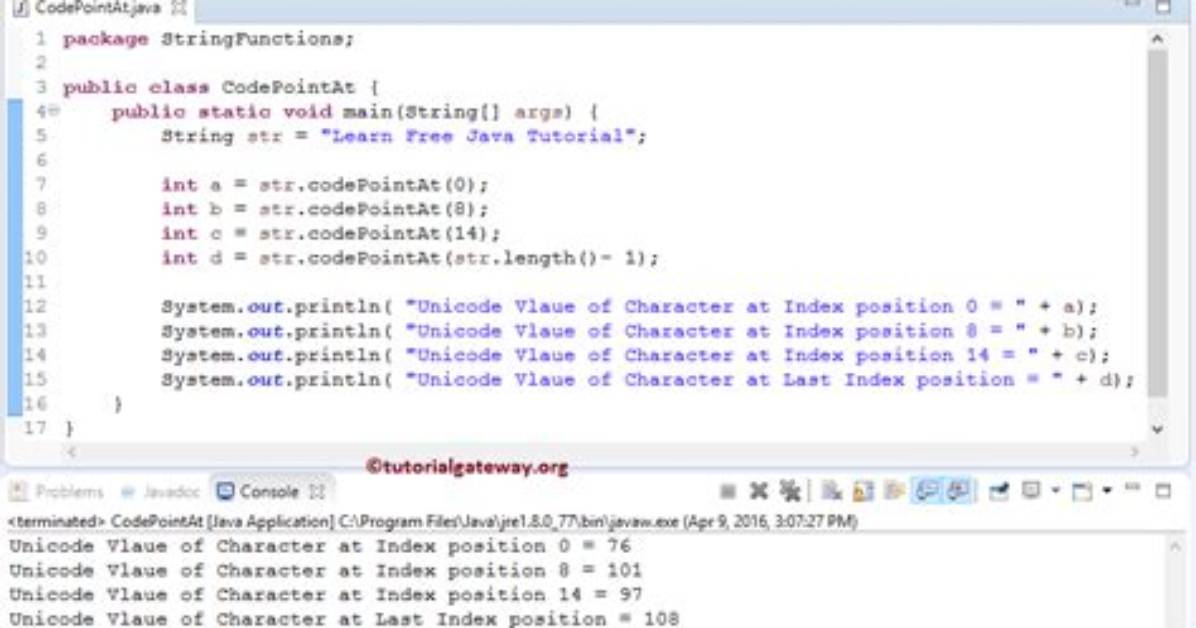 What Is codePointAt in Java