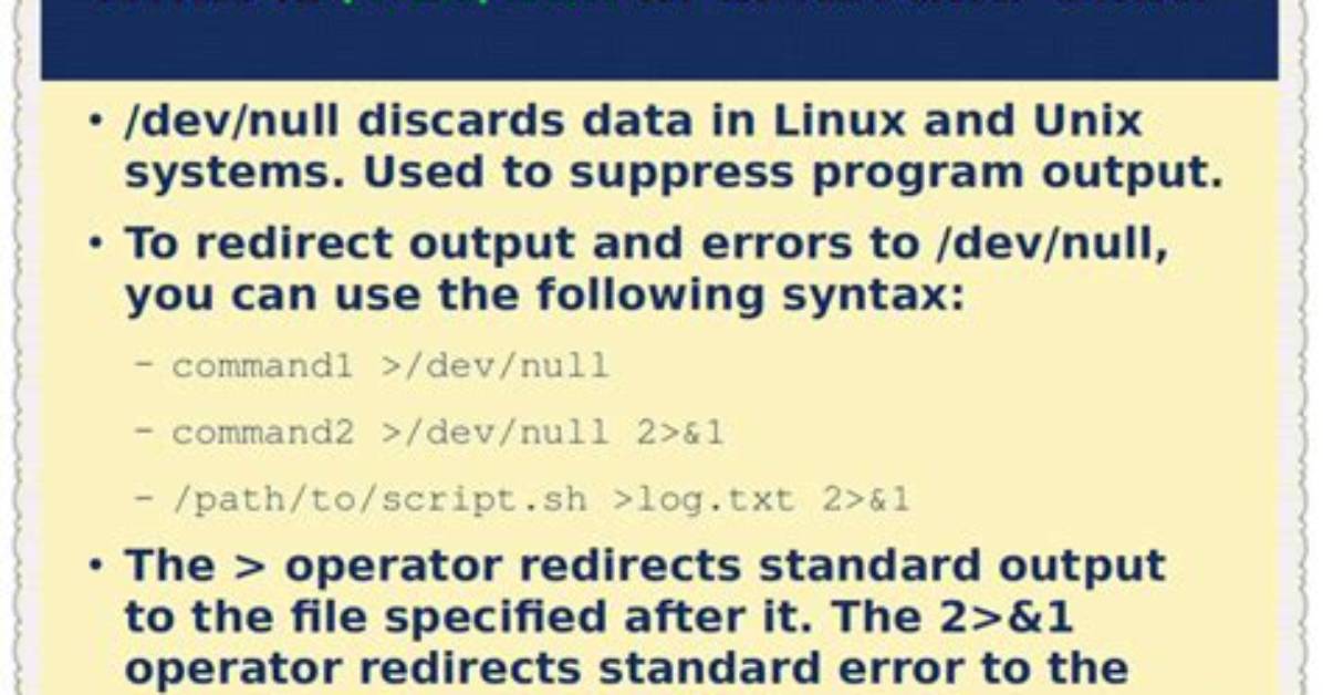 What Is Dev Null 2 And1 Unix?