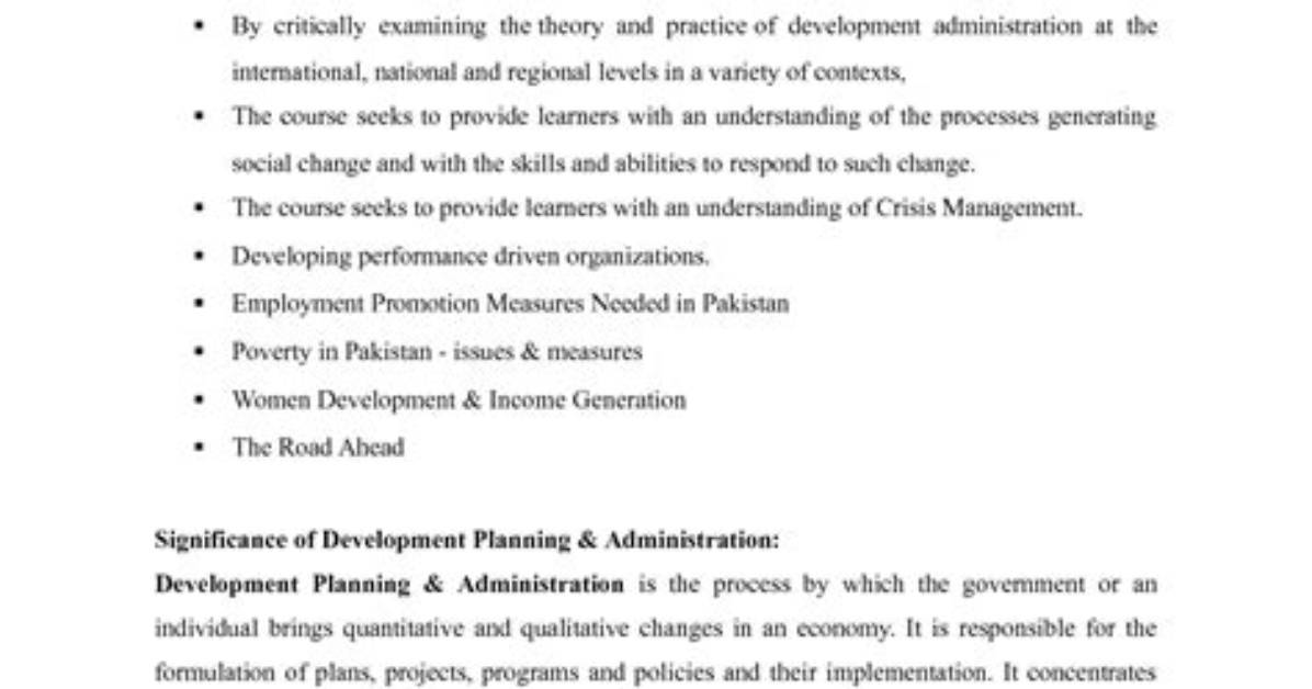 What Is Development Planning and Administration?