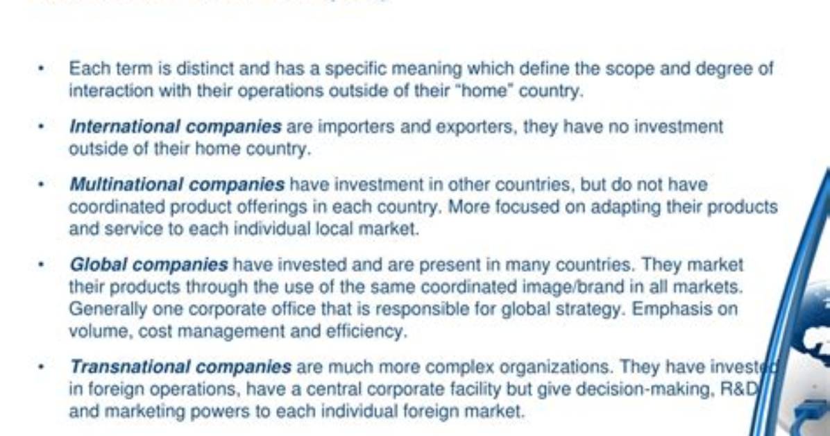 What Is Difference Between Multinational and International Company?