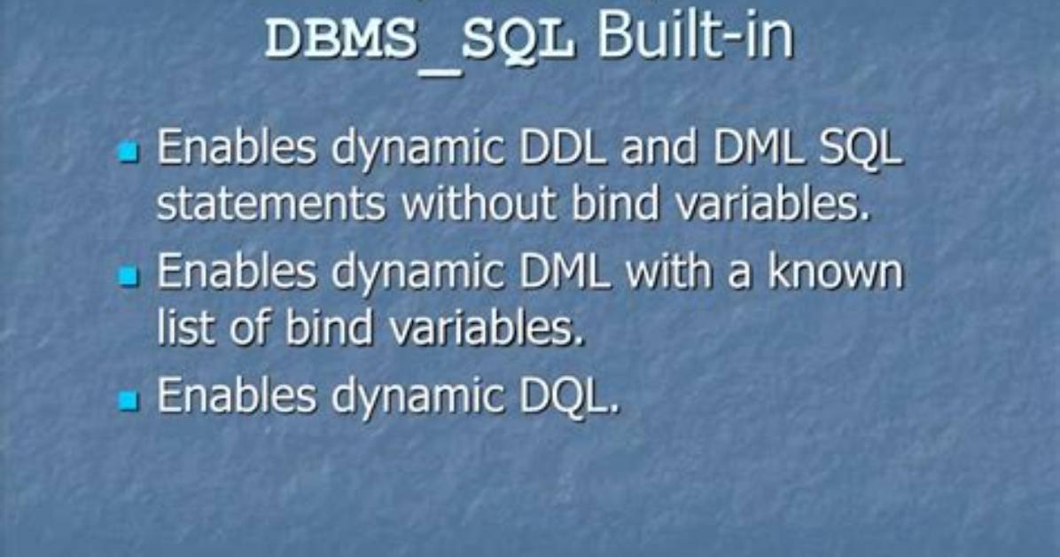 What Is Dynamic Sql in Pl Sql
