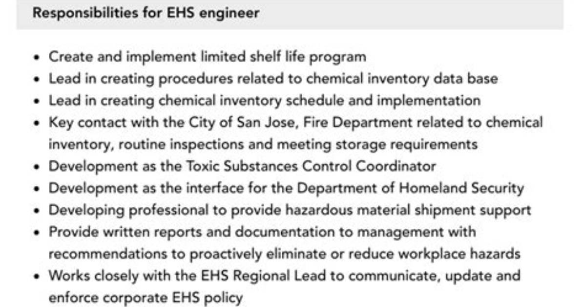 What Is Ehs Engineer