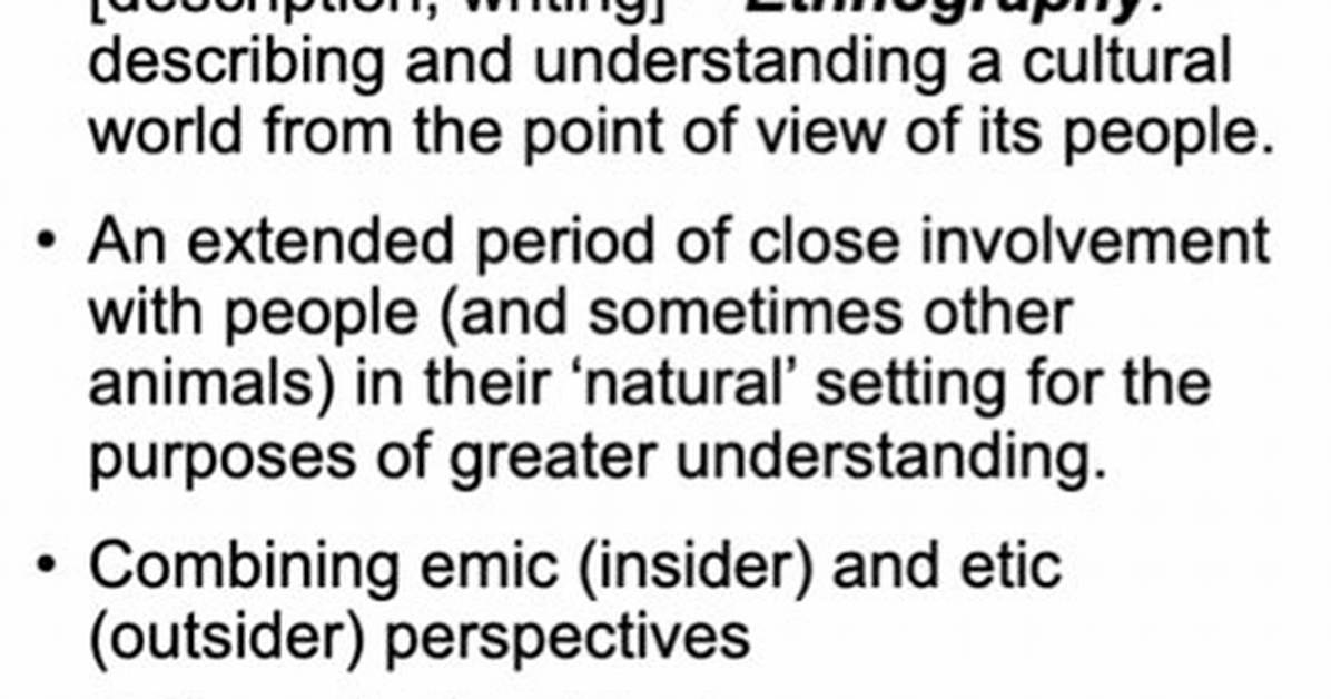 What Is Ethnography Quizlet