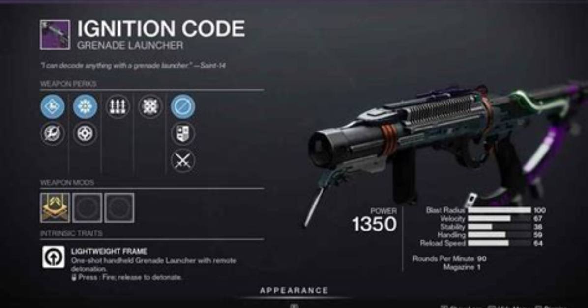What Is Ignition Code Grenade Launcher in Destiny 2?