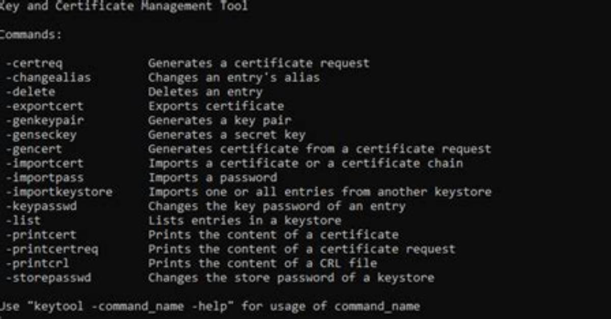What Is Keytool Command