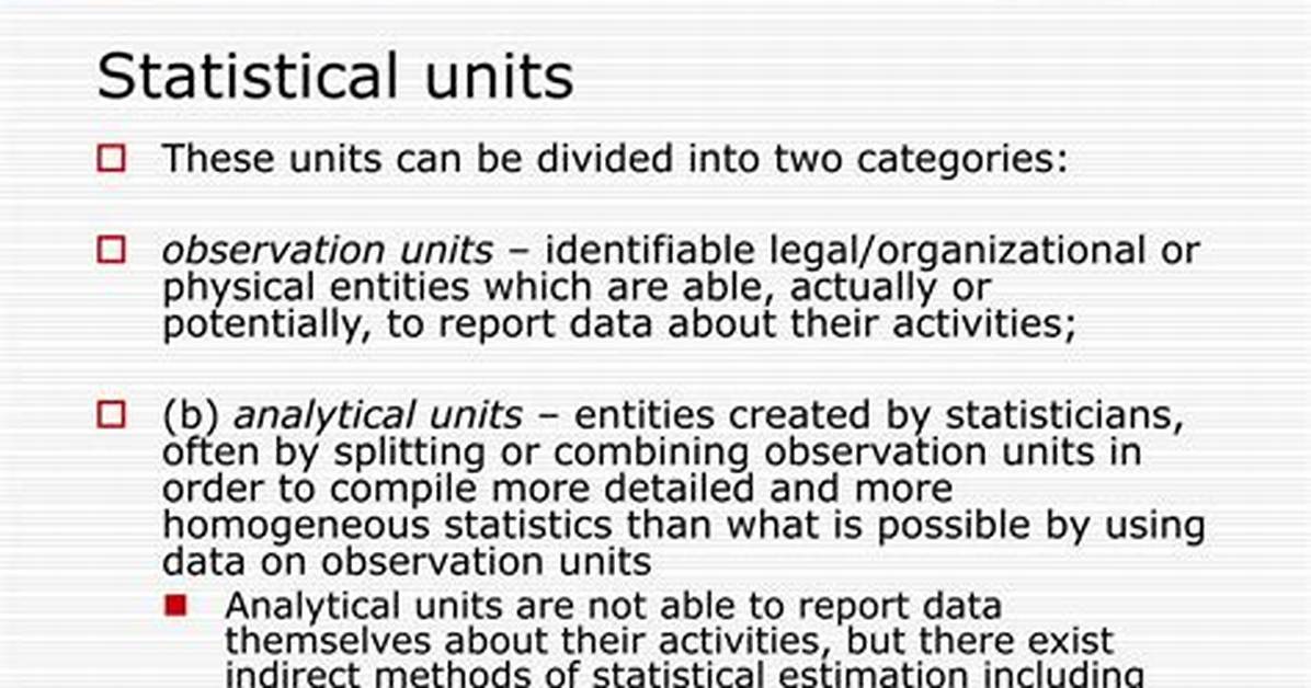 What Is Meant by Statistical Unit