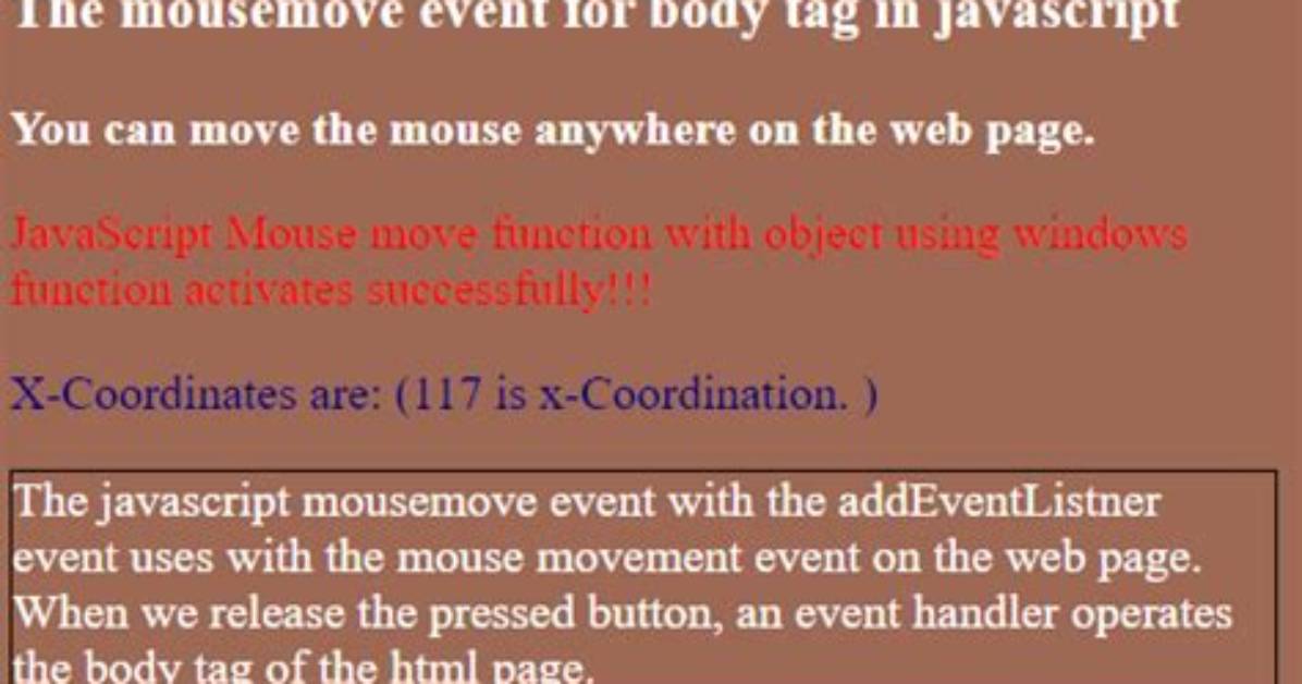 What Is Mousemove Event
