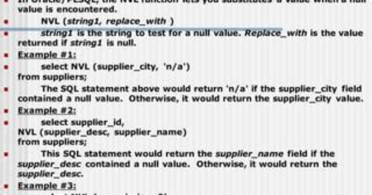 What Is Nvl in Plsql