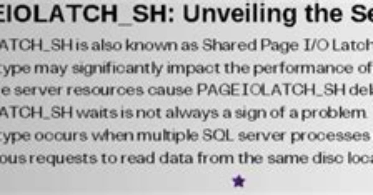 What Is Pageiolatch_Sh Wait Type in Sql Server?