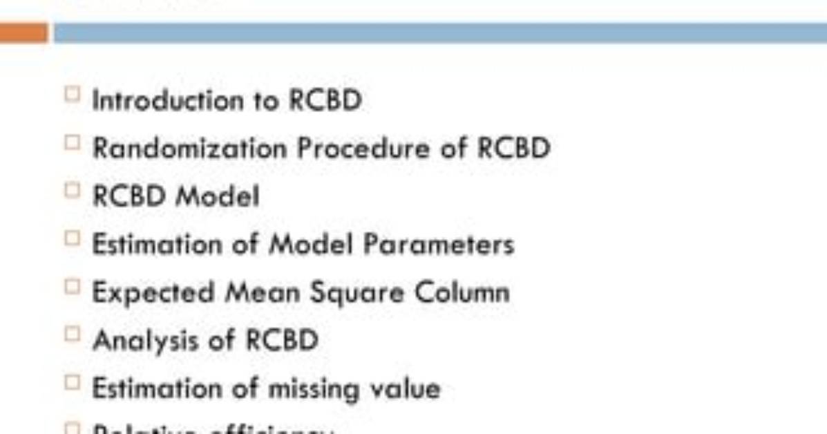 What Is Rcbd in Statistics