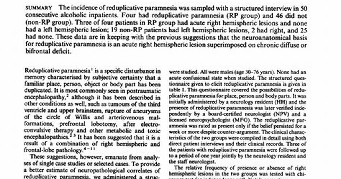 What Is Reduplicative Paramnesia?